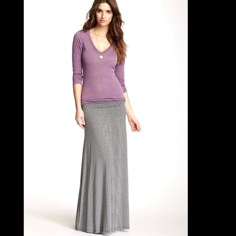 Gray Striped Maxi Skirt